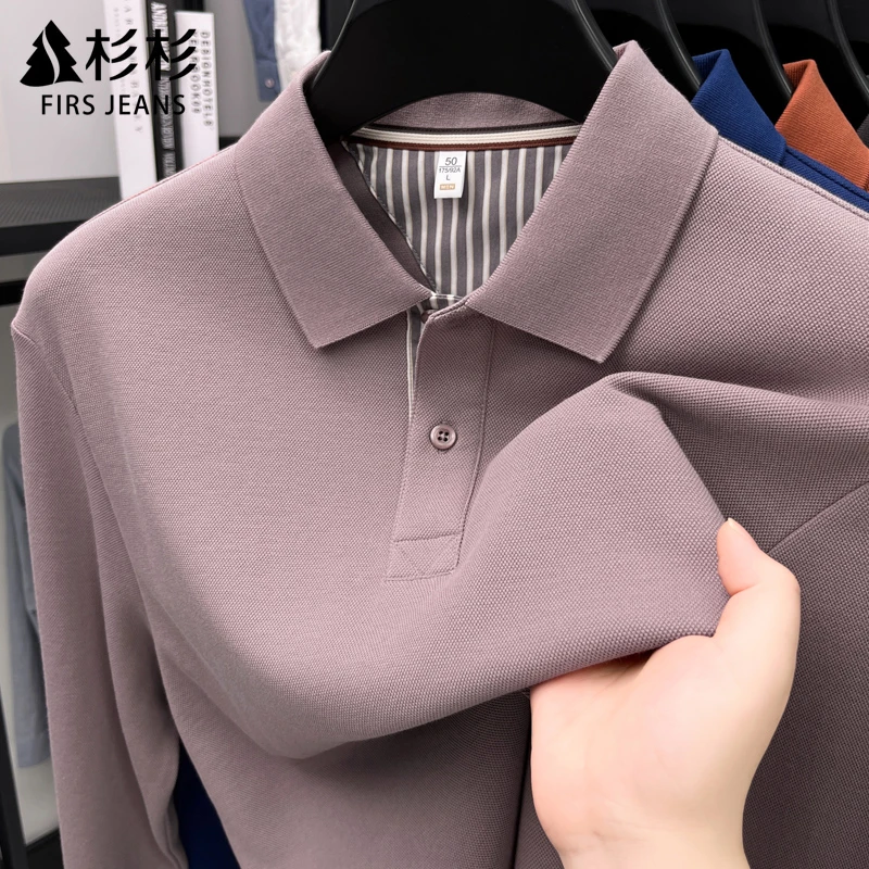 FIRS JEANS杉杉纯棉长袖T恤衫男秋冬新款男士休闲商务polo衫男款