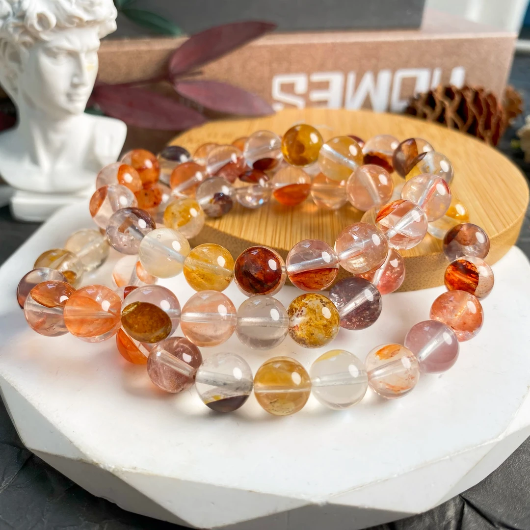 【书记甄选】天然红黄胶花单圈手链 多样性发一件 约9mm XL1192