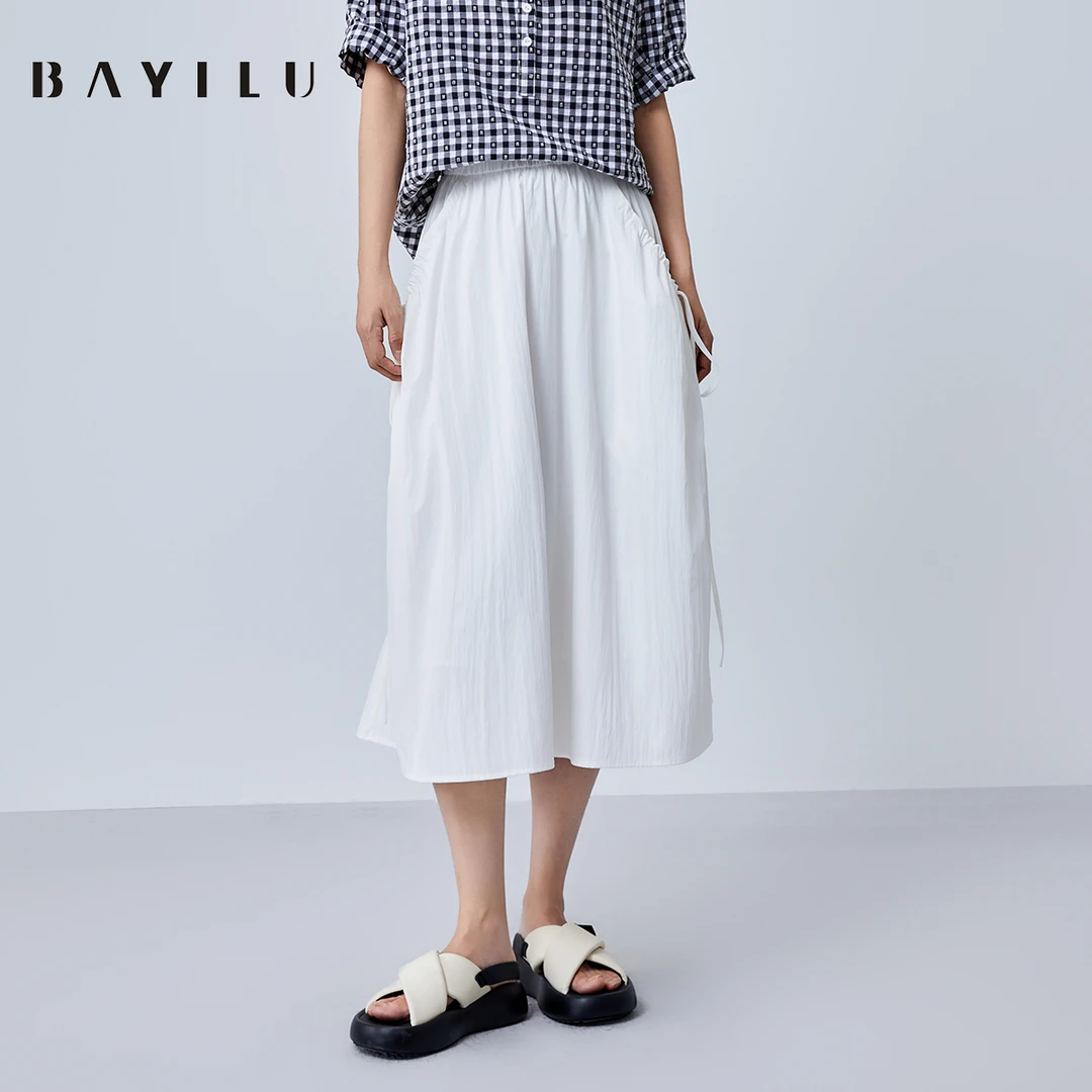 【诗语粉丝专享】芭依璐夏季半身裙女紧腰抽绳宽松裙子90Q3016