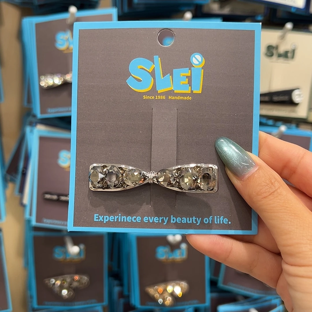 无非金属灰透色钻钻蝴蝶结鸭夹