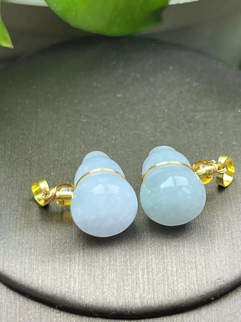 -晴阳翡翠-天然缅A翡翠小葫芦吊坠情侣简约气质多样性发其一