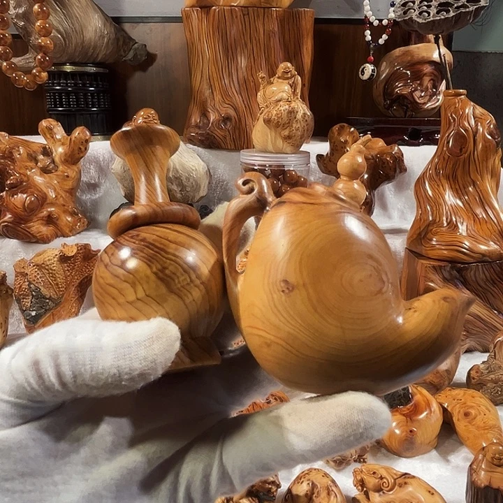 宠***四柏木太行崖柏骨料花瓶茶壶