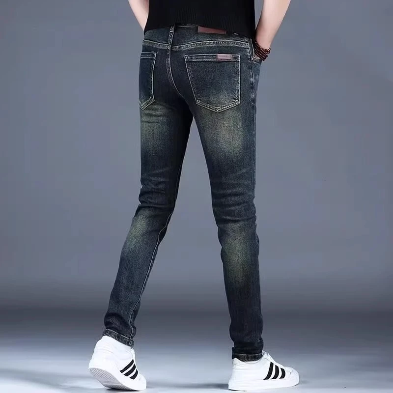 欧货2025新款时尚轻奢高级感牛仔裤男士小脚裤修身显瘦百搭长裤子