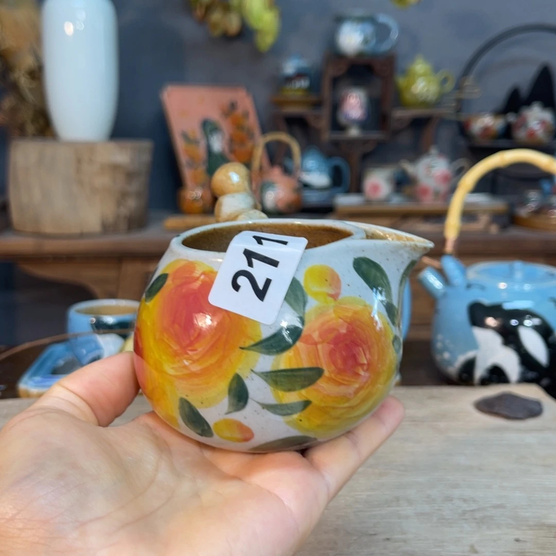 壶素浅陶瓷手工手绘