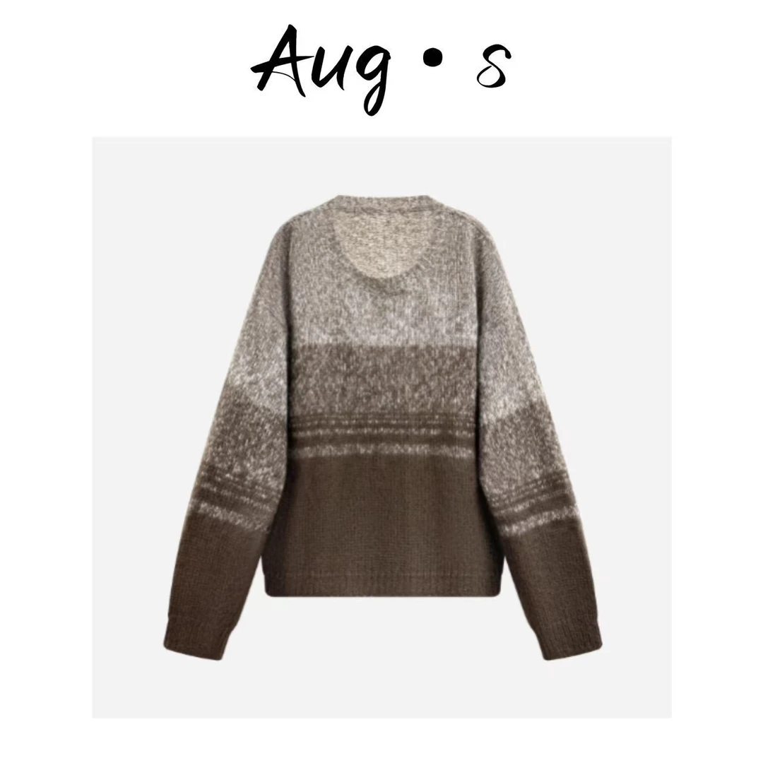 八月【马海毛渐变毛衣】秋季别致慵懒风针织衫上衣女YL-AW6849