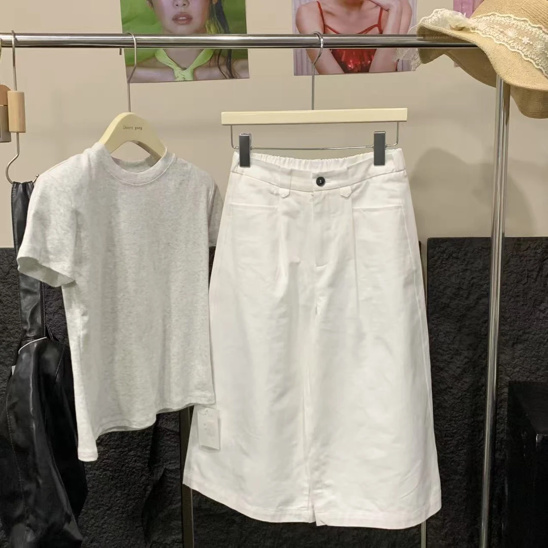 【 雨•美 推荐 】99016白色时尚百搭七分裤直筒裤