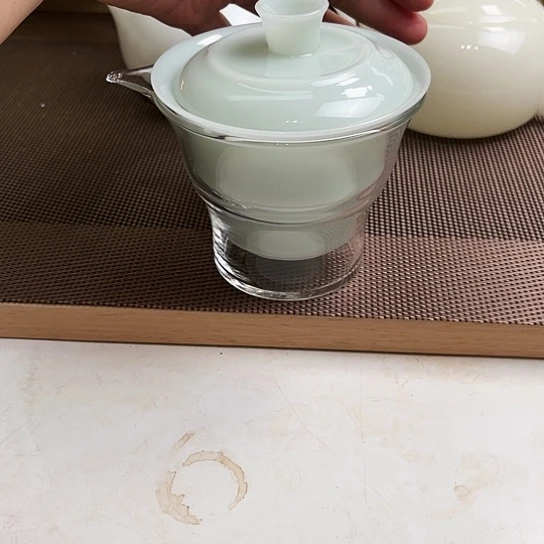 瓷片蜜*?璞玉瓷天青色旅行茶具套装加包