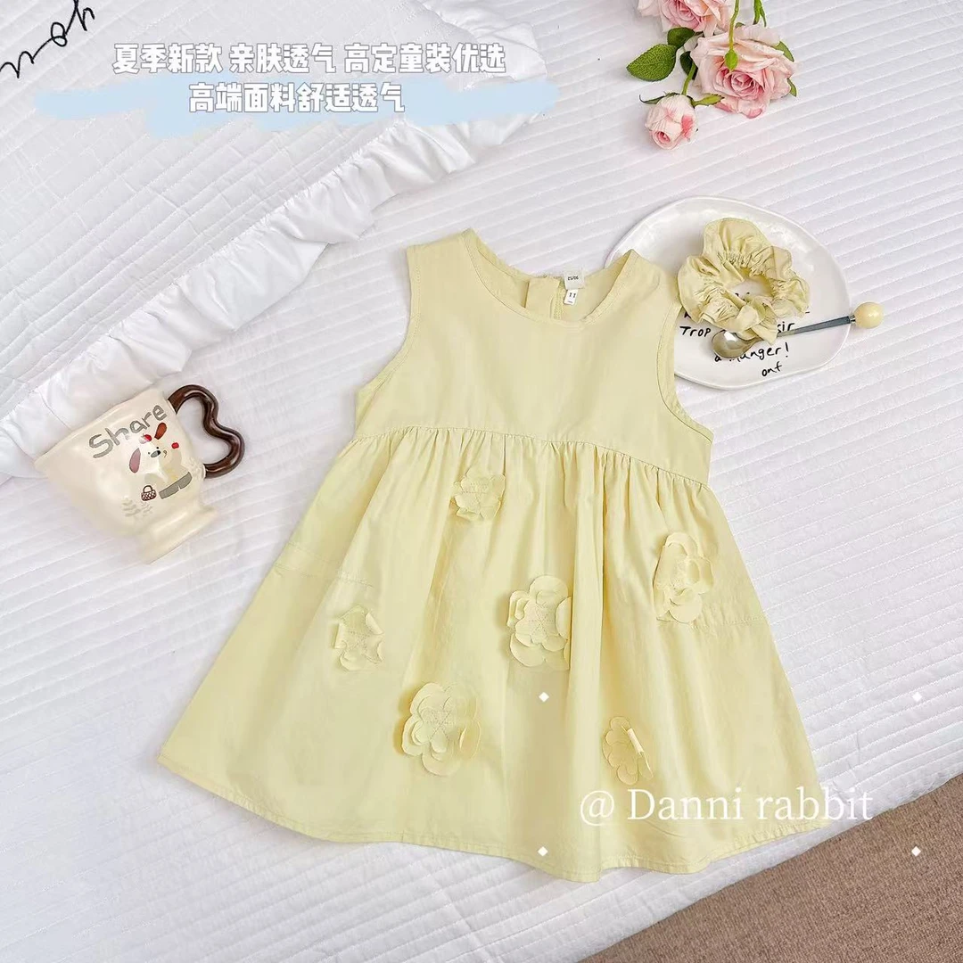 【Dannirabbit】*纯色好穿+立体花朵*女童汉服裙X-7199