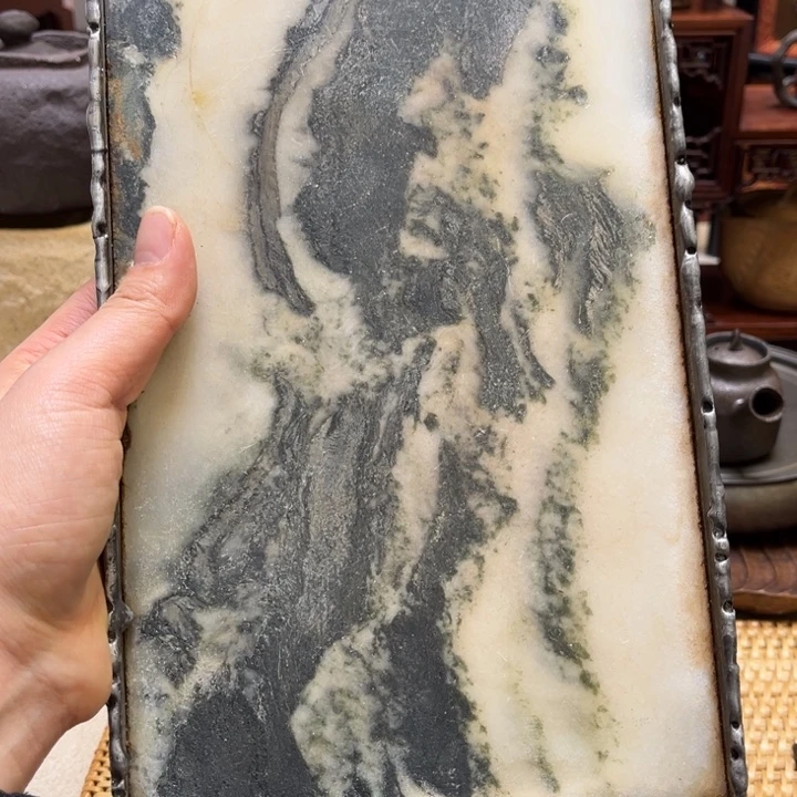 纯手打老锡云石茶盘