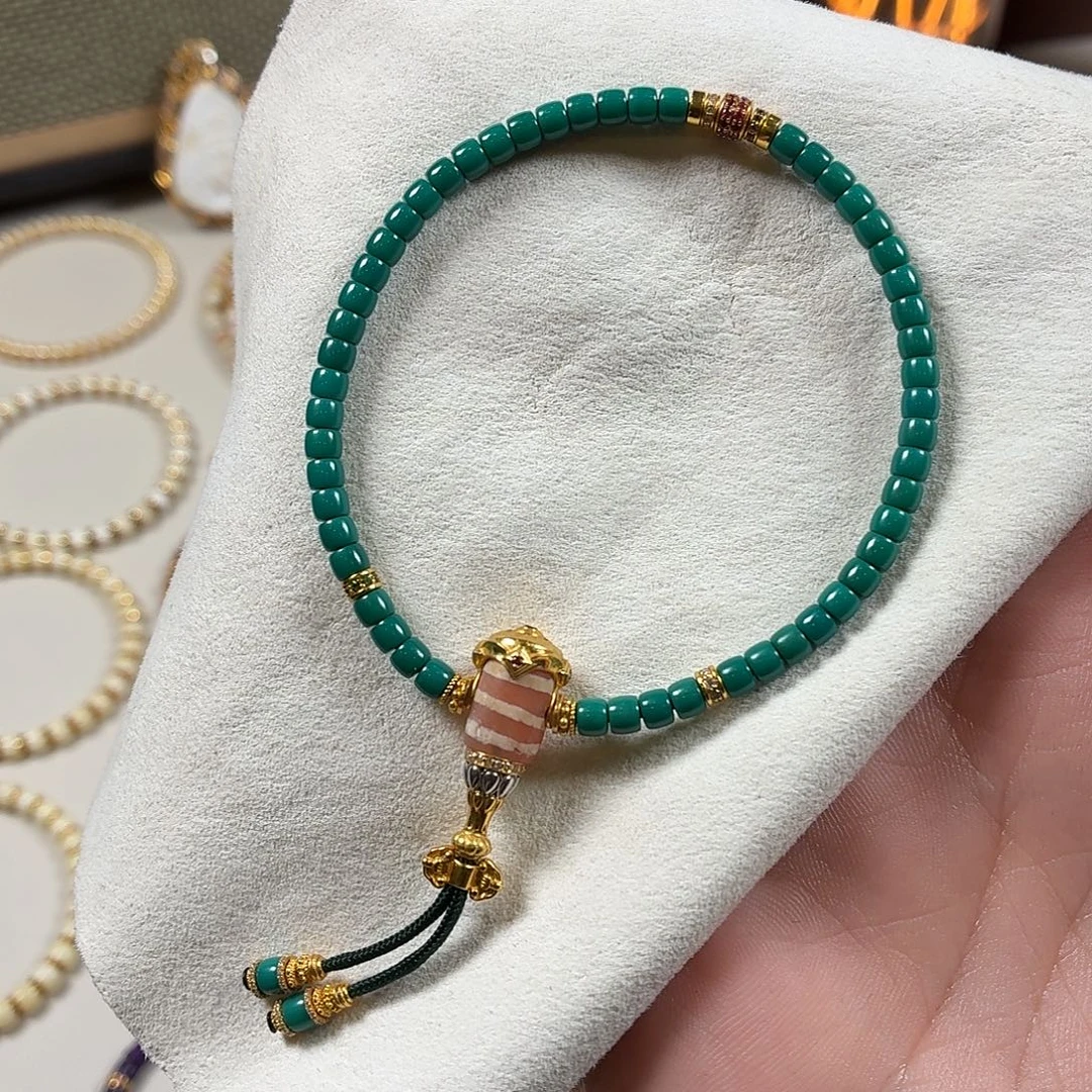 ε***超绿松石未镶嵌手链3.66mm绿松手持