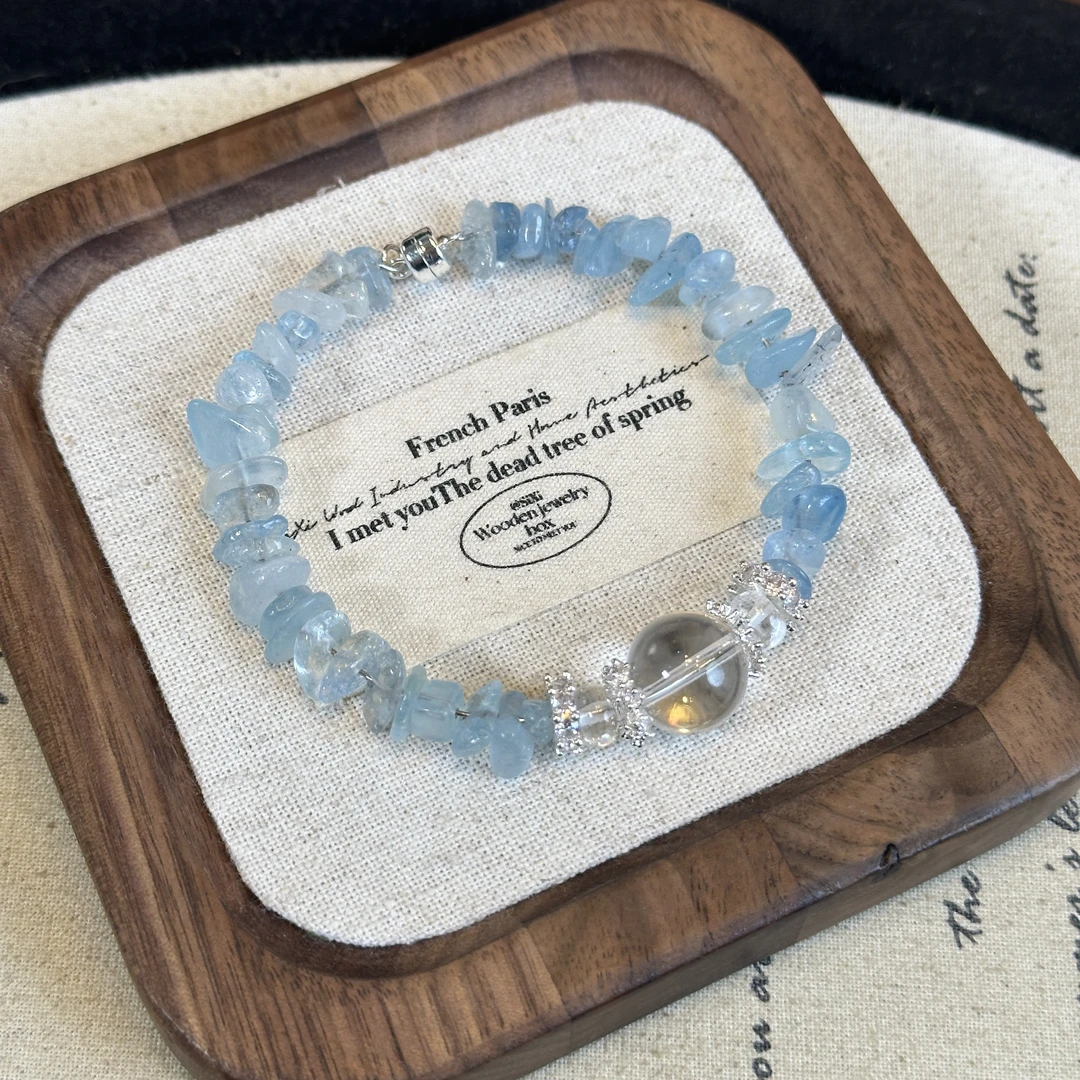 【海蓝碎碎冰 】天然水晶原创小众设计