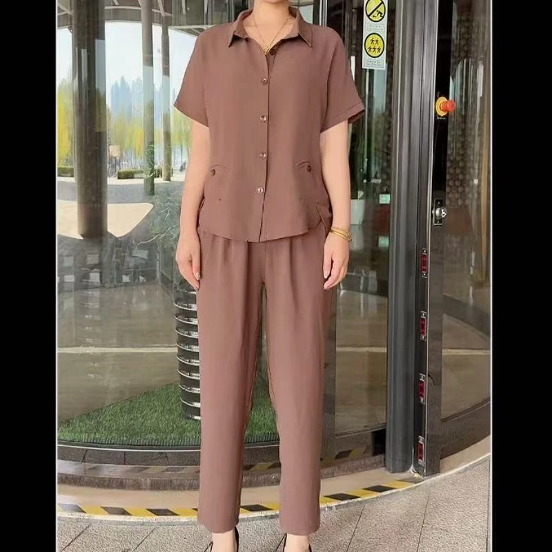 中年妈妈新款夏季休闲开衫时尚套装