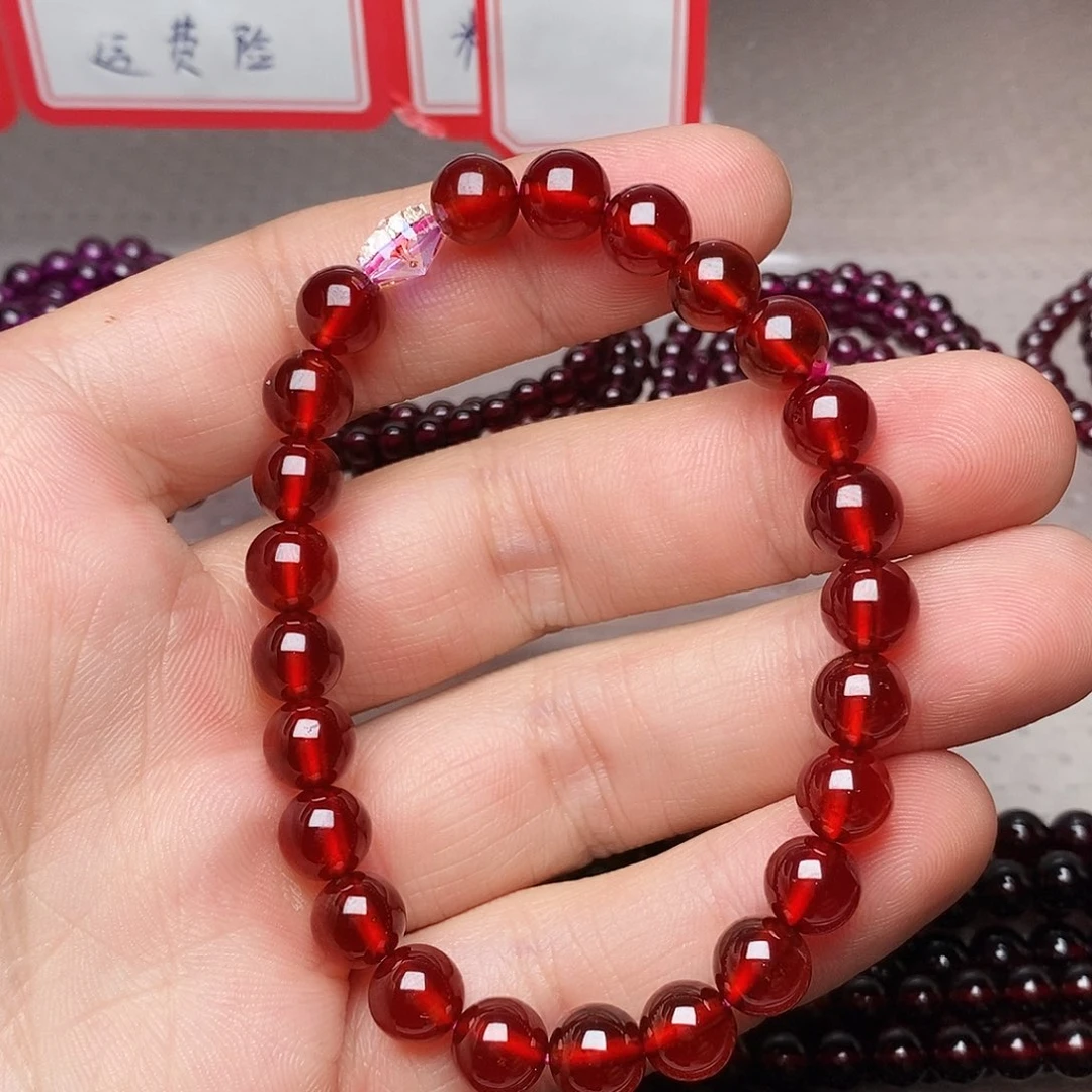 石榴石手链未镶嵌卡7.5➕高品质橙红