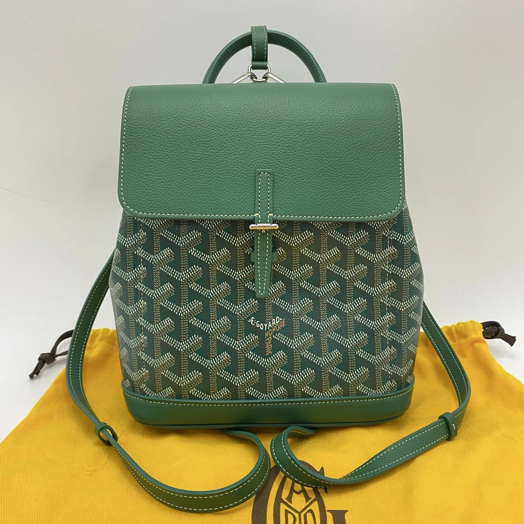 99新 Goyard 绿色老花 alpinmini双肩背包 31387