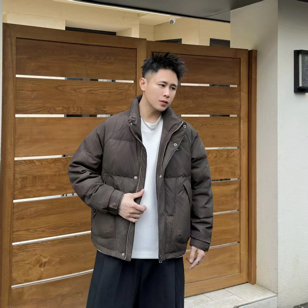 【国标羽绒服】高端皮料立领羽绒外套28997