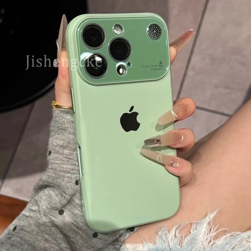 新款高级秒变17大视窗适用iPhone16手机壳14香薰15纯色液态硅胶13
