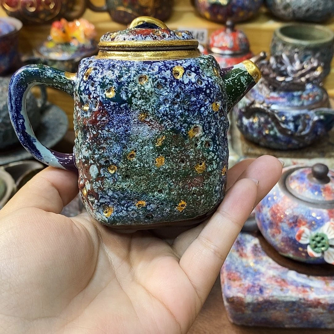 志野柴烧古喜茶器