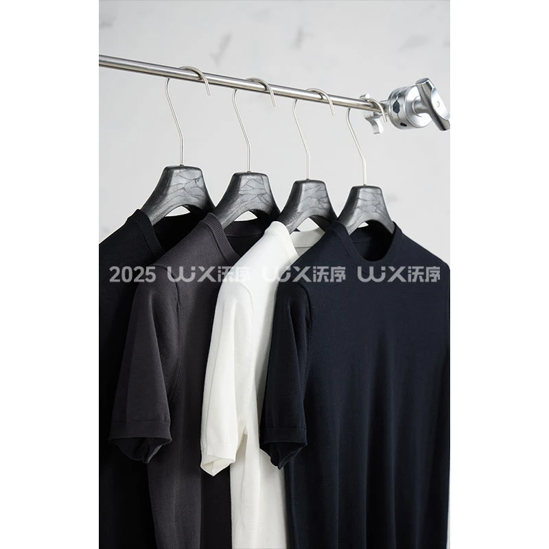 【合身正肩版型】Premium Cotton60S双股小领口男士圆领针织短袖T恤