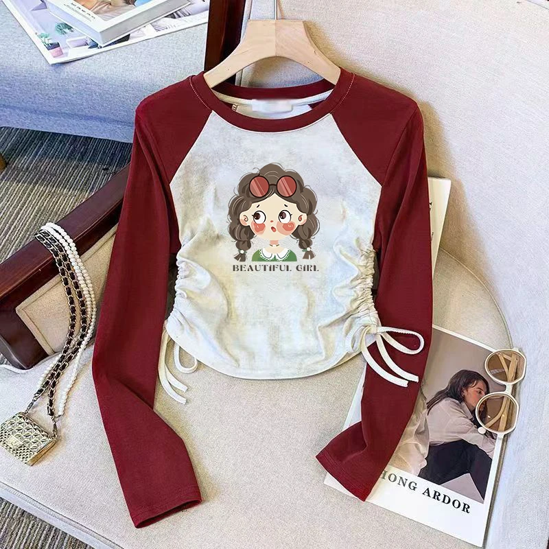 女童长袖T恤2025春秋新款儿童洋气女孩上衣中大童插肩袖打底衫潮