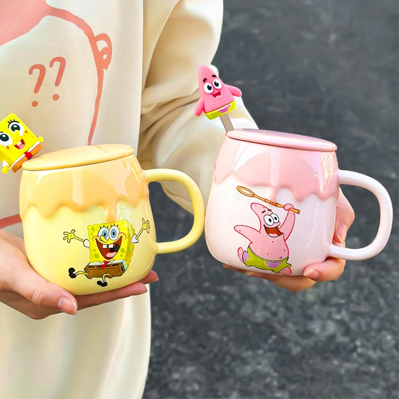 海绵宝宝派大星儿童陶瓷马克杯女生家用情侣喝水杯子生日七夕礼物