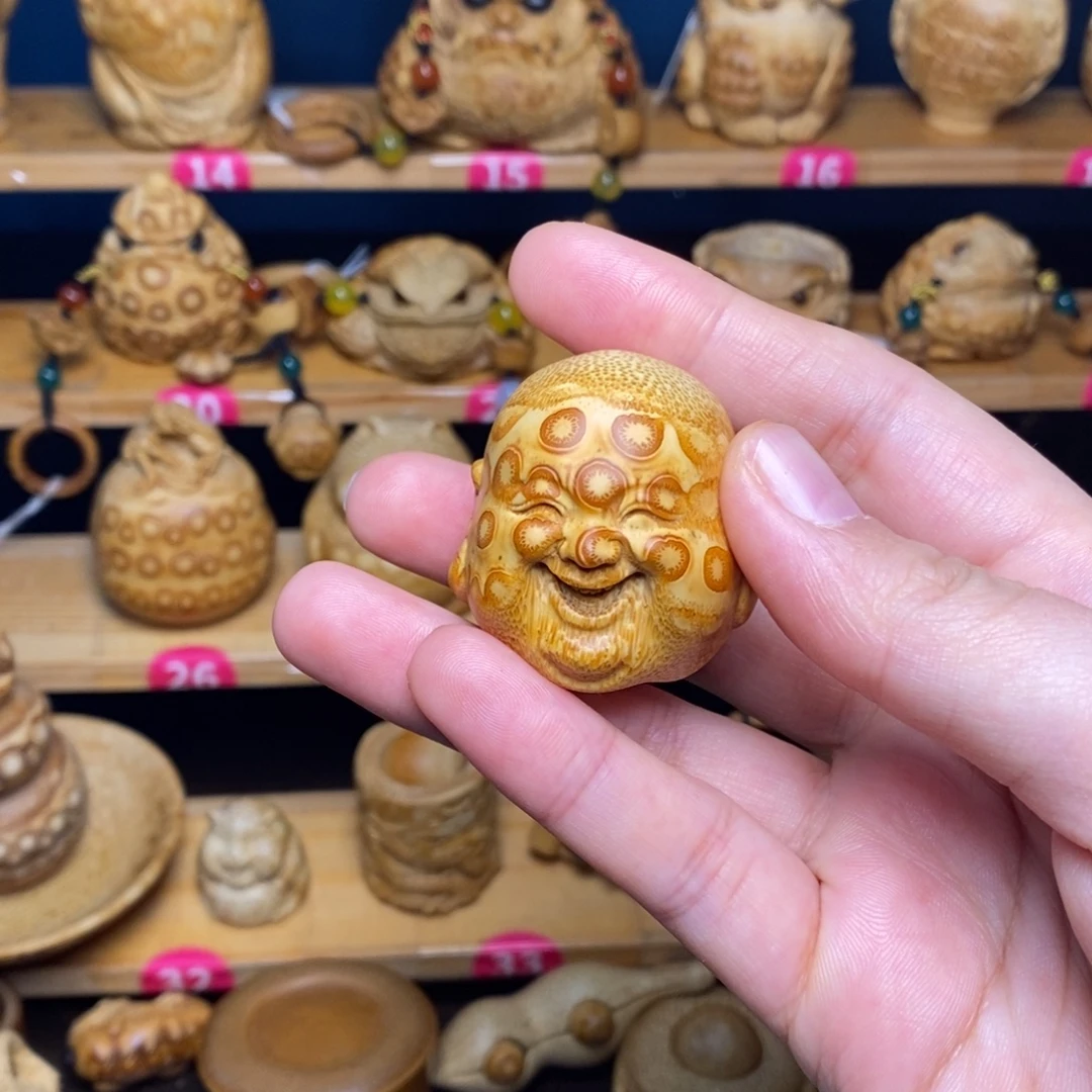 竹笑口常开竹雕小摆件