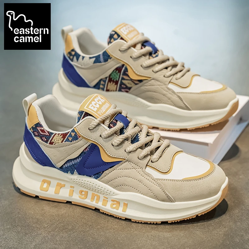 东方骆驼阿甘男鞋春季2025新款软底轻便运动鞋青少年百搭老爹鞋潮