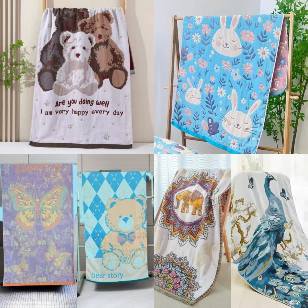 【MS】多层全棉纱布多功能柔软亲肤家用洗澡浴巾-按顺序发