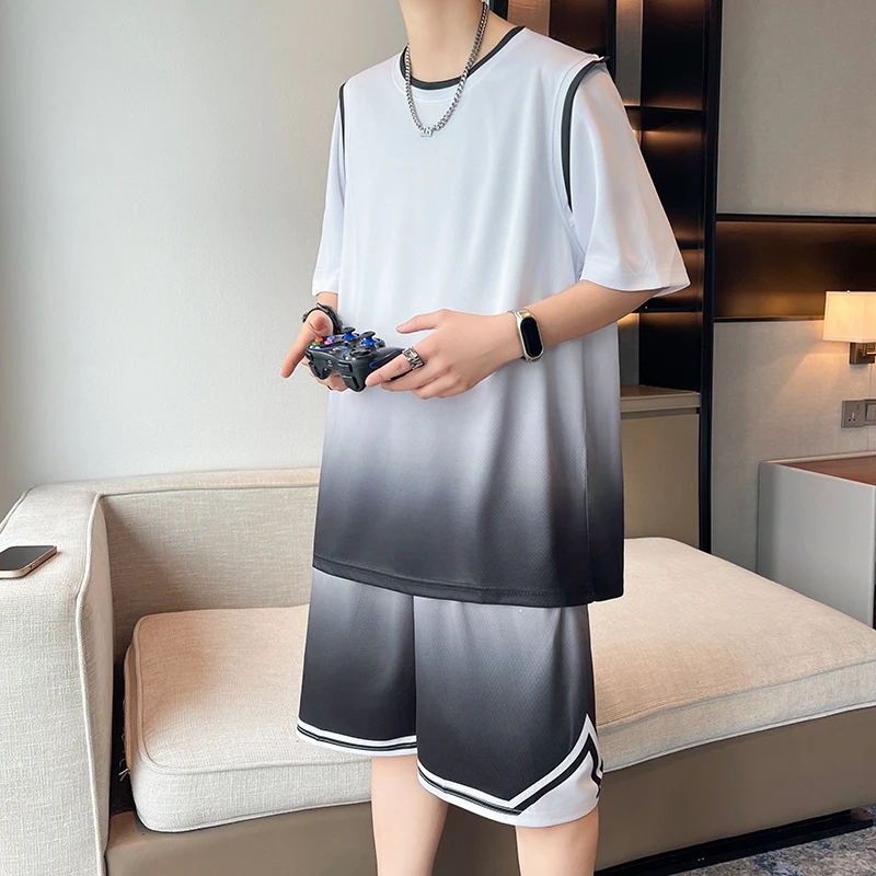 冰丝篮球服男青少年初高中学生速干透气短袖t恤夏季球衣运动套装