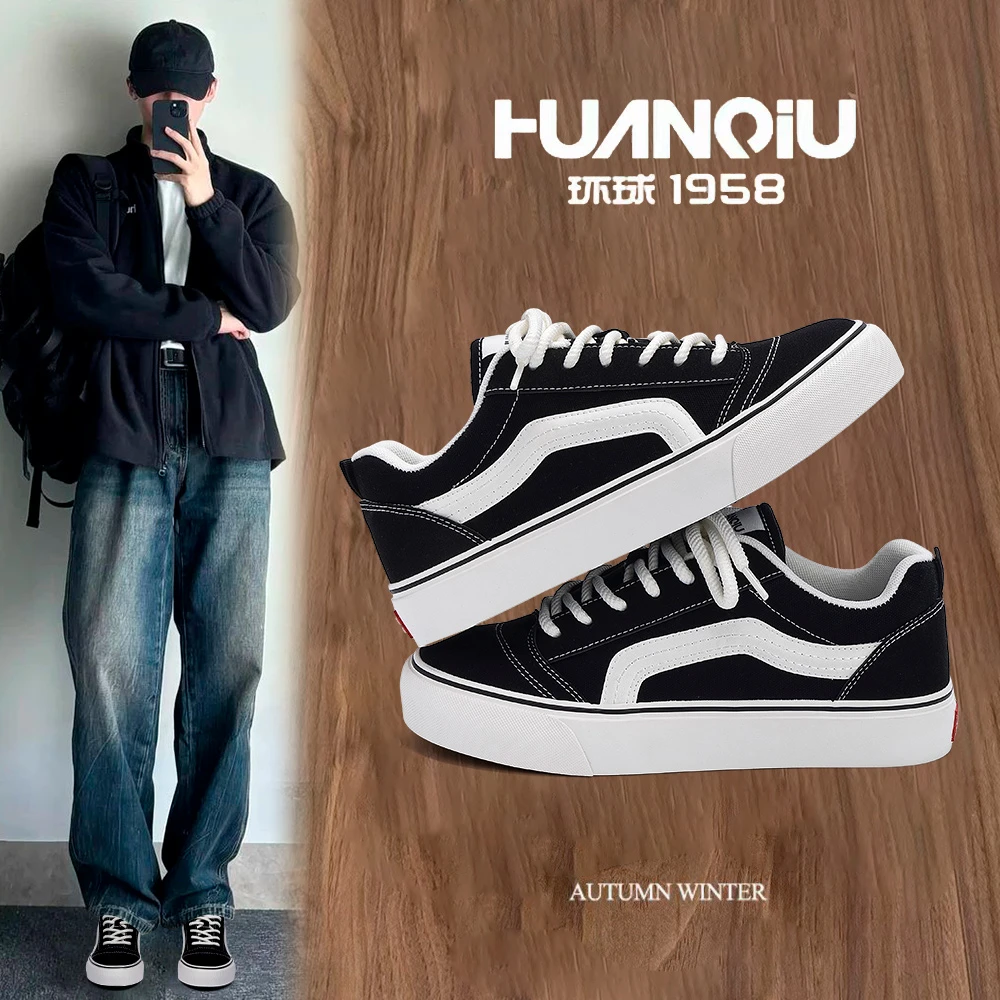 环球帆布鞋男2025新款秋季透气增高网红轻便板鞋运动休闲学生潮鞋