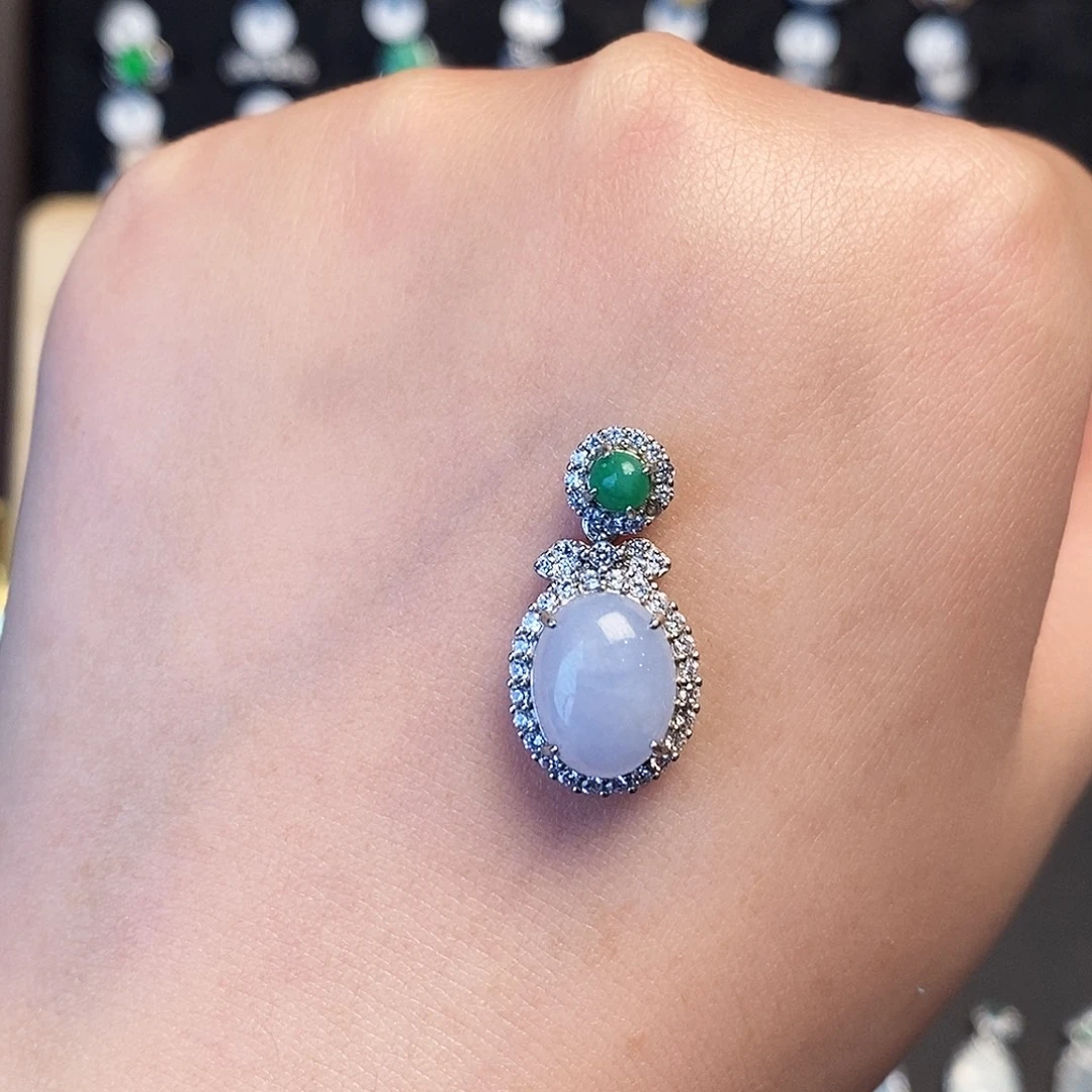 翡翠银S925镶嵌吊坠(不含链)