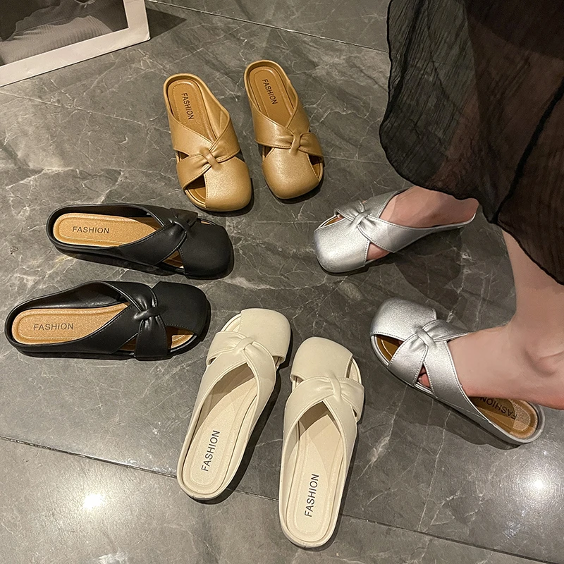 包头半拖鞋699时尚女夏季新款时尚平底气质一脚蹬凉拖鞋百搭CL