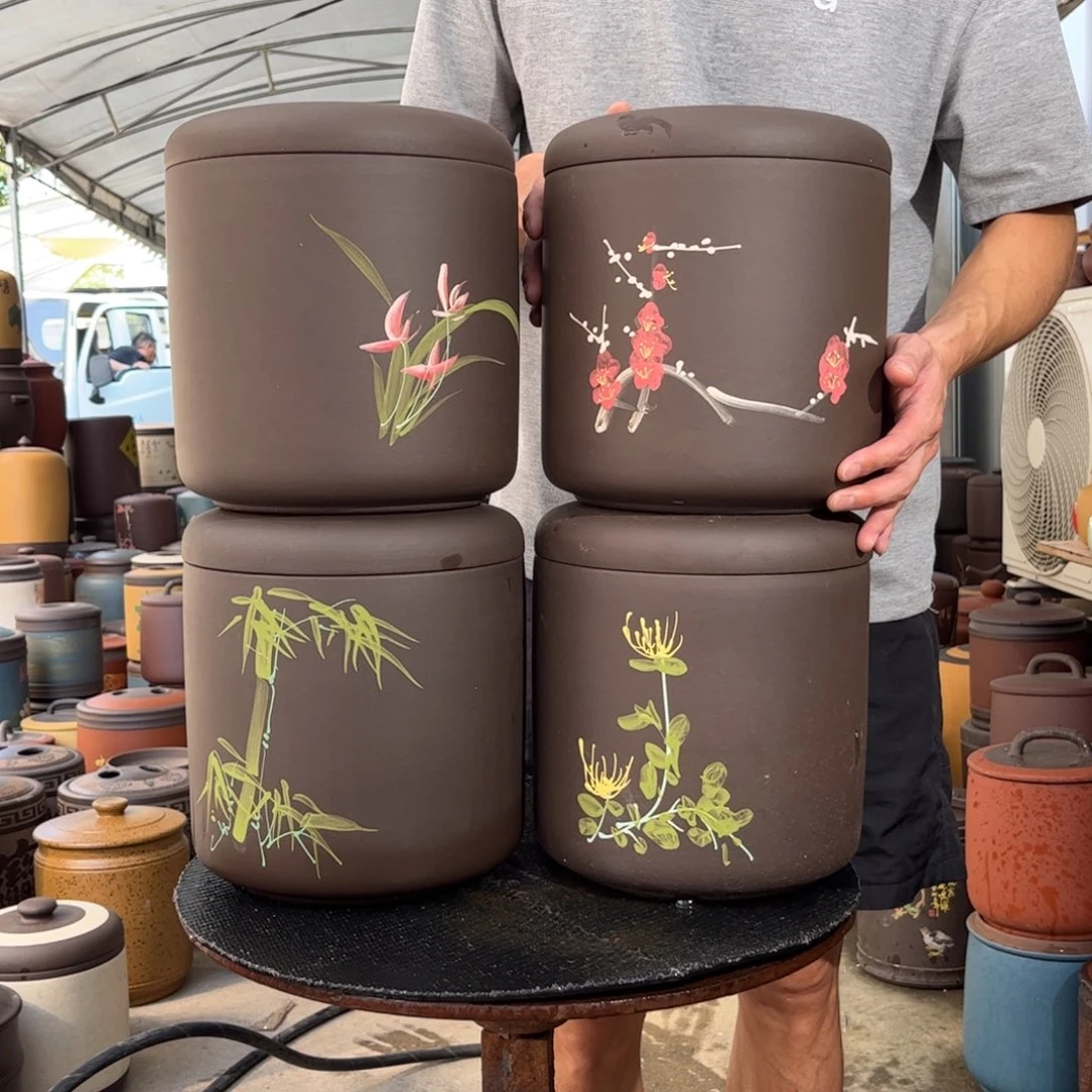 紫砂茶叶罐梅兰竹菊