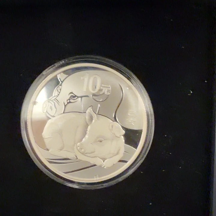 纯银2019本银猪带证书盒子