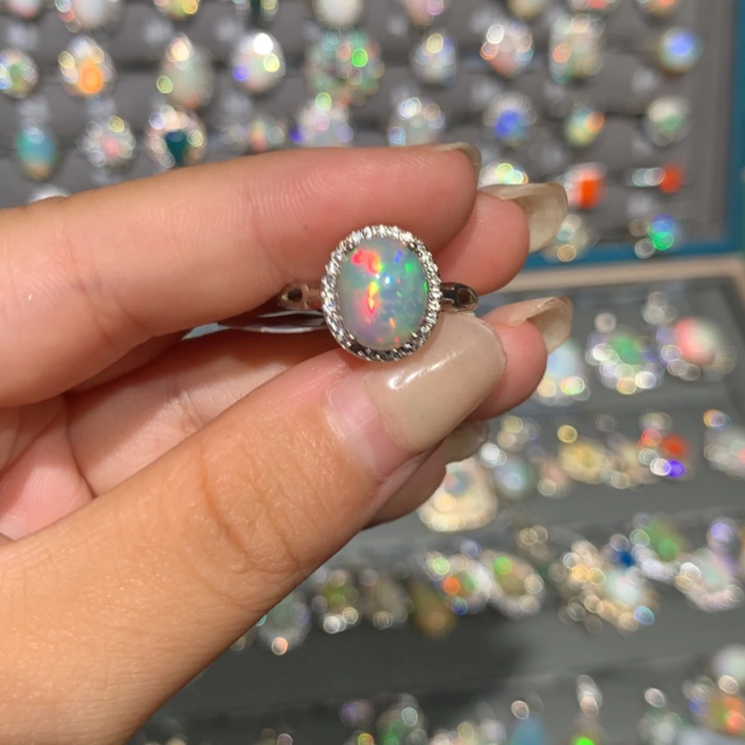 【闪购商品】银S925镶嵌欧泊欧泊戒指l