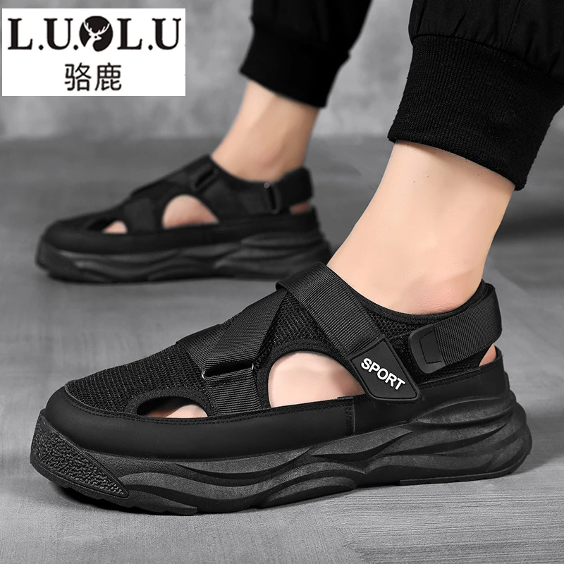 骆鹿凉鞋男夏季开车防滑耐磨司机专用沙滩鞋户外运动厚底涉水拖鞋