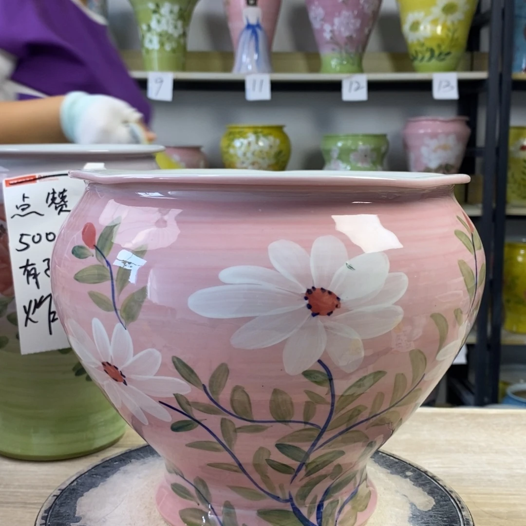 景德镇手工手绘陶瓷花盆