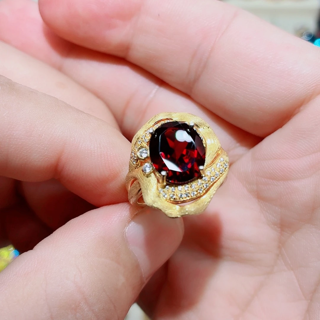 银S925镶嵌戒指石榴石