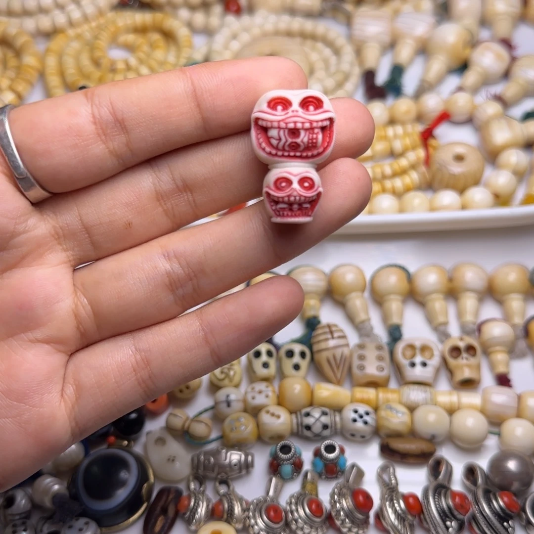 藏传骷髅头三通鹿角