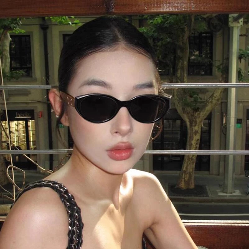 【新款】复古木纹欧美猫眼太阳镜女时尚百搭墨镜防紫外线高级感