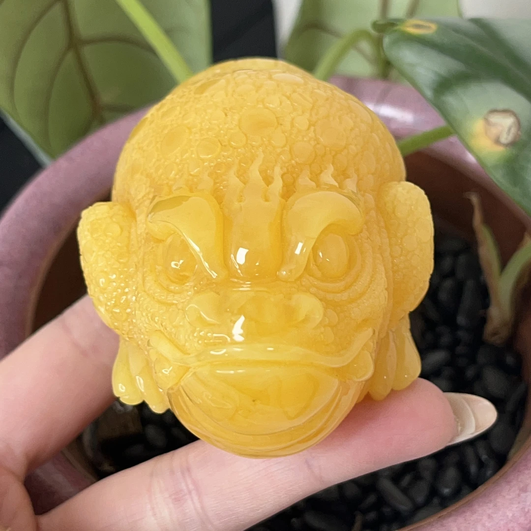 天然原矿无优化无烤色无补胶无煮蜜无辐照蜜蜡金蟾摆件（1229）