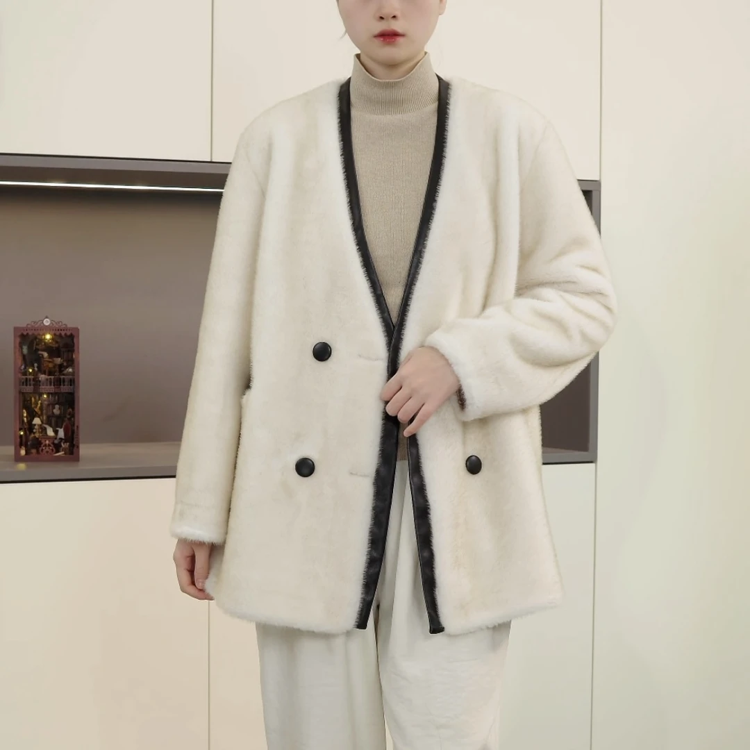 纽扣女长袖立领排扣时尚宽松秋冬冬季气质外套