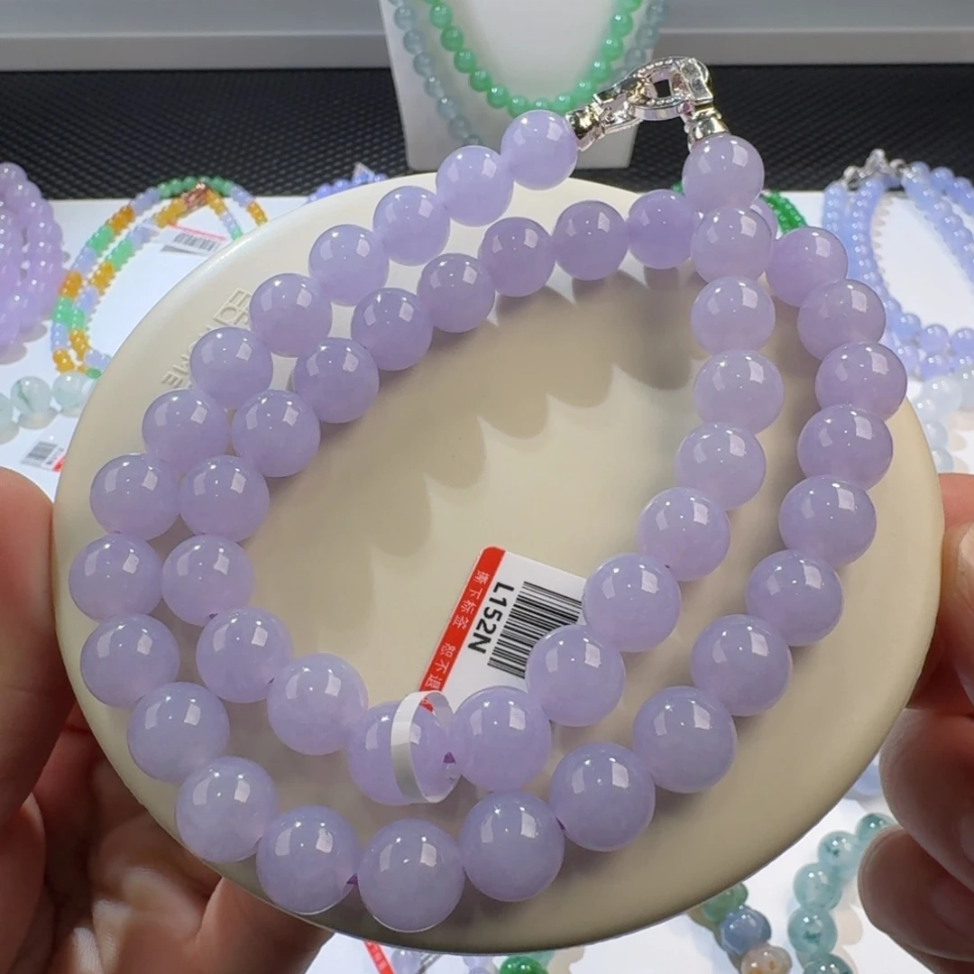 翡翠项链未镶嵌大卡春紫色
