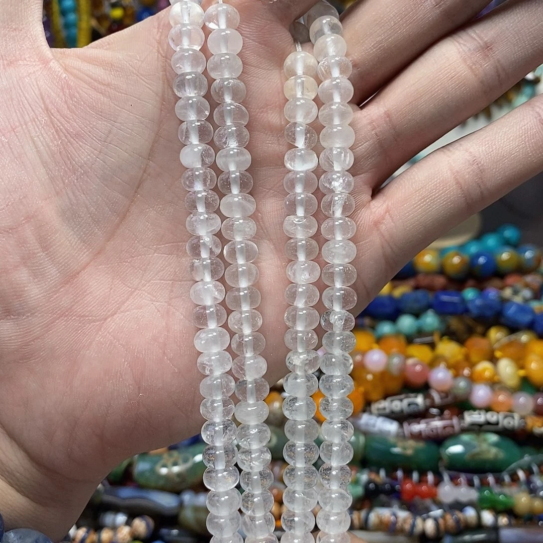 石英质玉未镶嵌，天然白水晶算盘8mm，