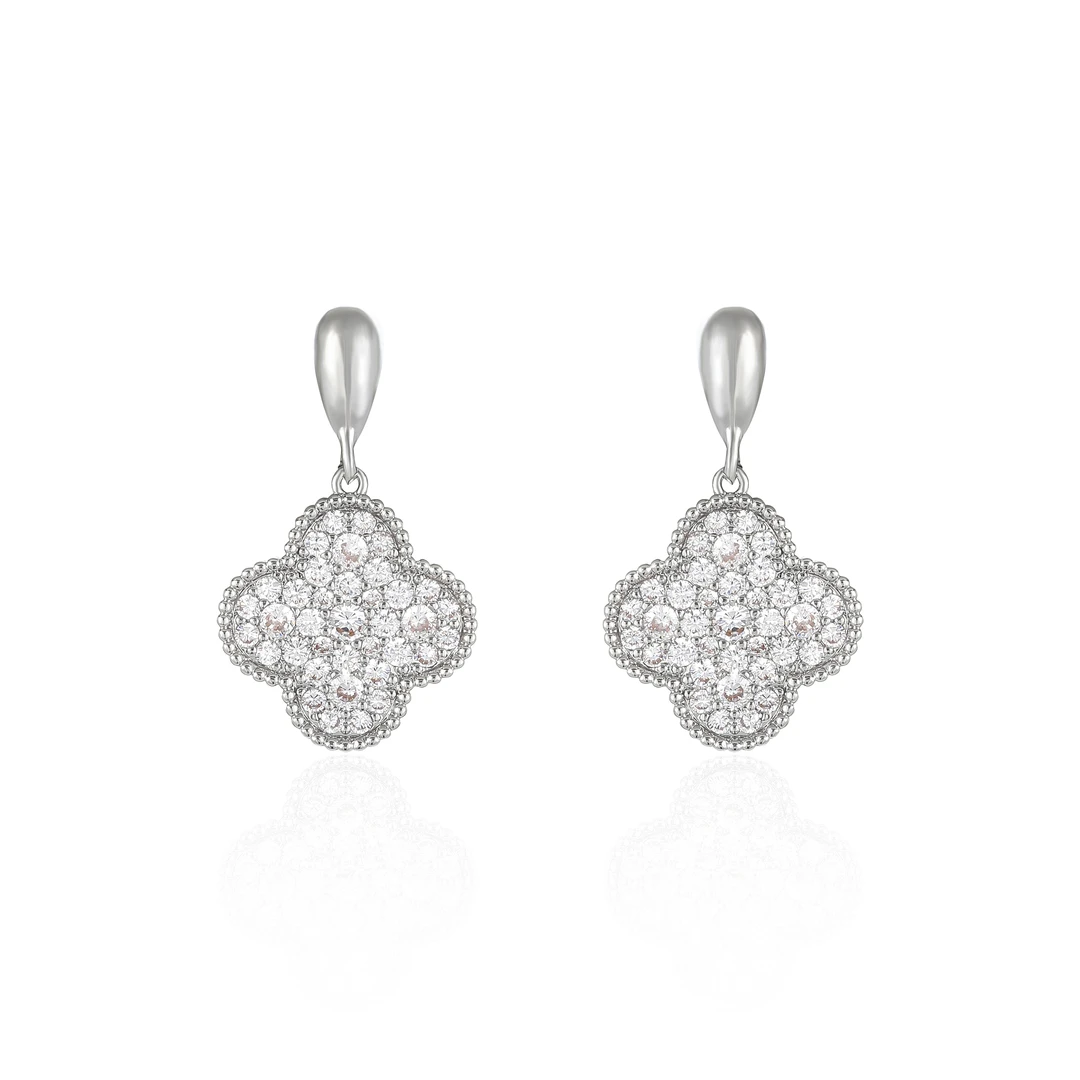 镀k金 925银针【星闪花瓣】四叶草 时尚轻奢耳钉 2698