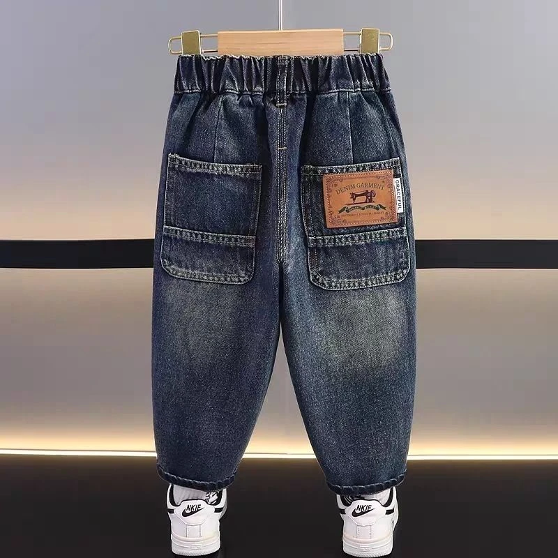 男童裤子高品质2025韩版男宝潮流破洞牛仔裤春秋潮帅气法式风街头