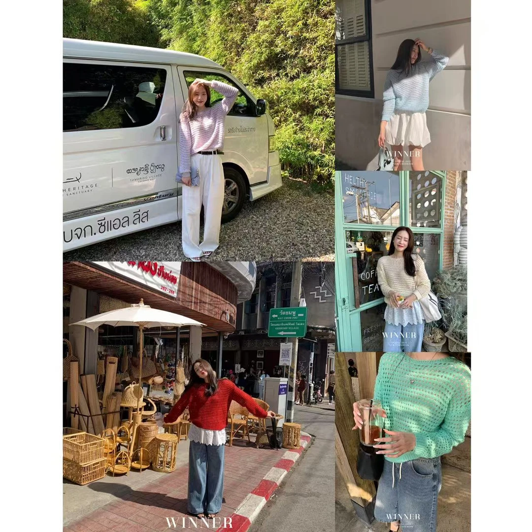 韩系早春甜美温柔百搭镂空罩衫6662 衣长60