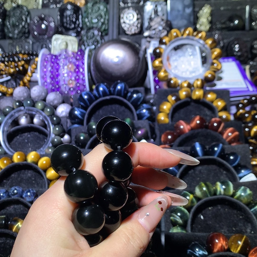 一***马黑曜岩未镶嵌手链