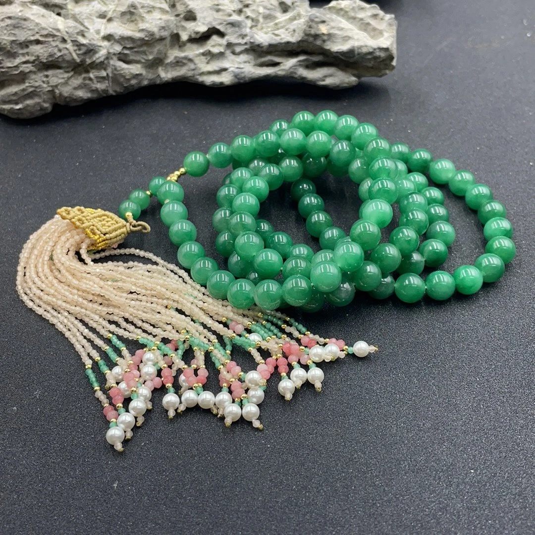 BY0424FXH标040 北玉精选 非洲翠项链