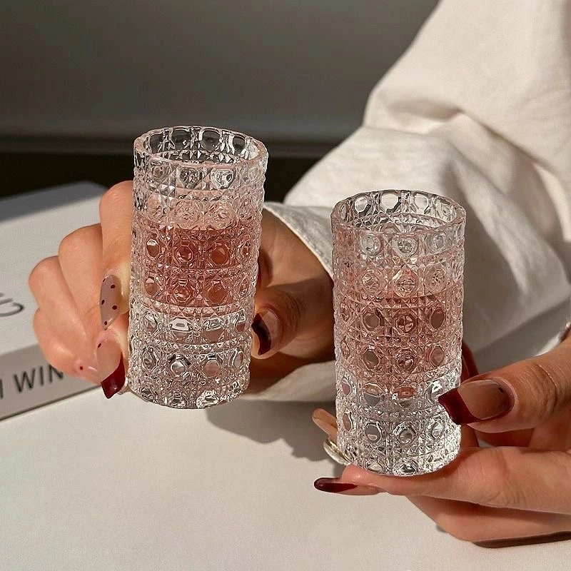 【8只装】ins风轻奢宝石纹小酒杯女神专用白酒杯微醺果酒情侣对杯