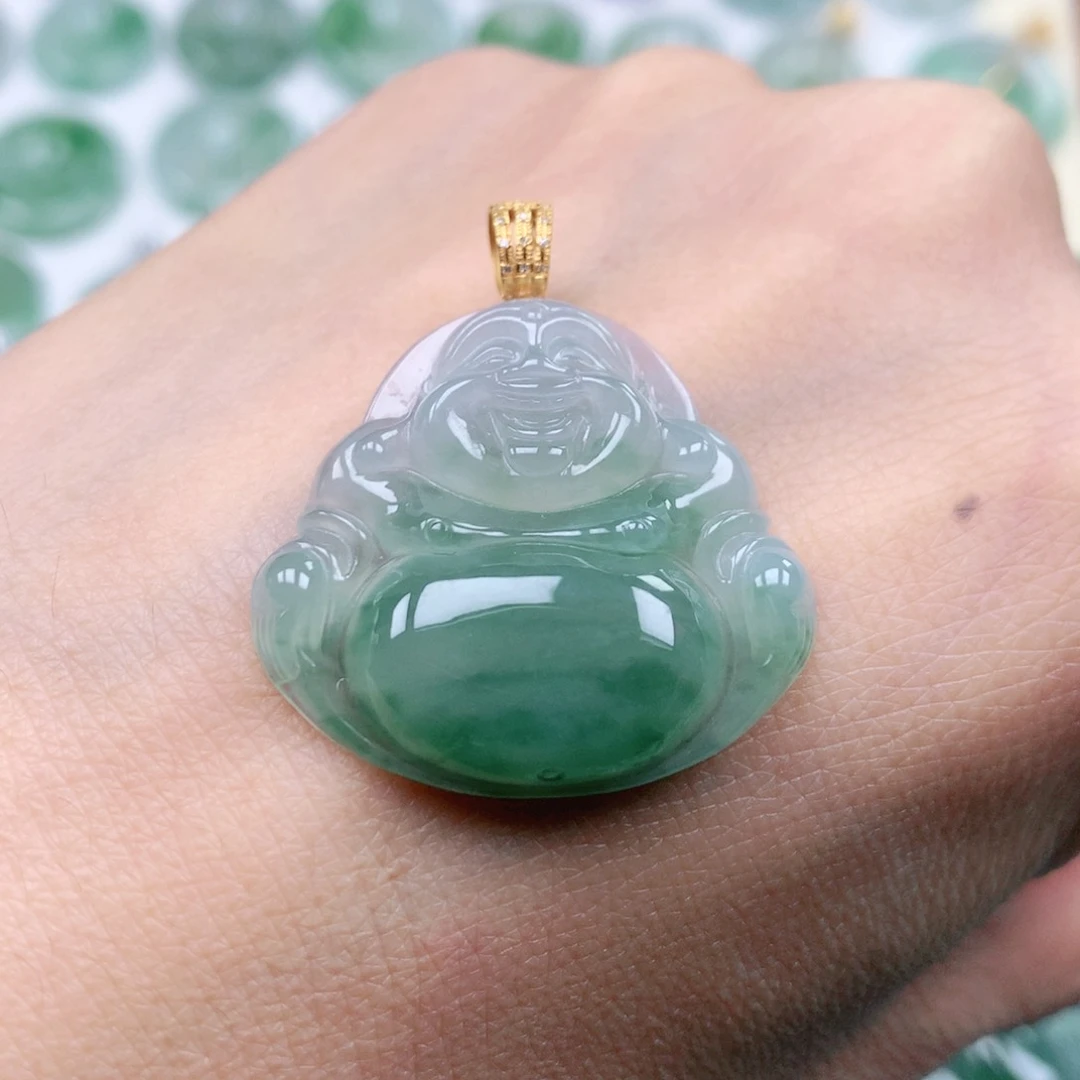 翡翠吊坠(不含链)18K金镶嵌